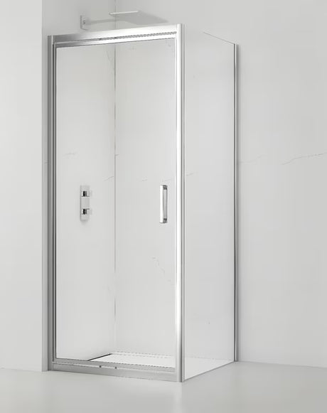 Pravokutna tuš kabina SAT Tex-C 100x80 cm s kliznim vratima, prozirnim staklom i kromiranim okvirom.