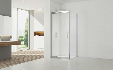 Pravokutna tuš kabina SAT Tex-C 80x90 cm u sjajnom kromu s kliznim vratima i prozirnim staklom