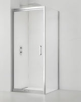 Pravokutna tuš kabina SAT Tex-C 90x80 cm s kliznim vratima, prozirnim staklom i kromiranim okvirom