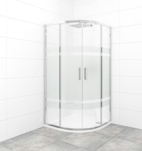 Polukružna tuš kabina SAT Tex 90x90 cm s prozirnim staklom Stripe i profilima u sjajnom kromu