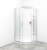 Polukružna tuš kabina SAT Tex 90x90 cm s prozirnim staklom Stripe i profilima u sjajnom kromu