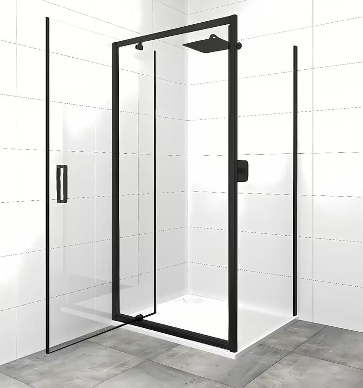 Pravokutna tuš kabina SAT Tex 90x80 cm s prozirnim staklom i crnim mat profilima