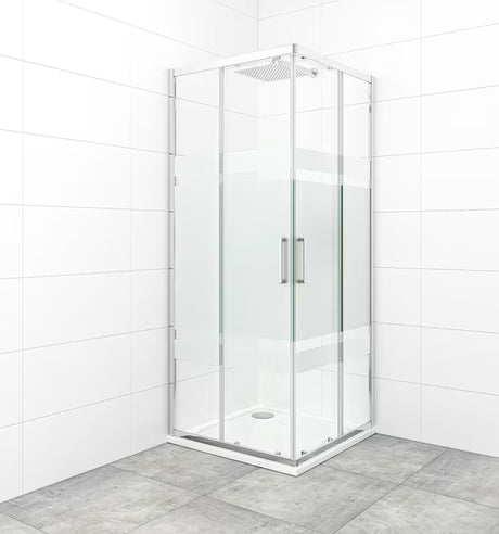 Kvadratna tuš kabina SAT Tex 80x80 cm s prozirnim staklom Stripe i profilima u sjajnom kromu