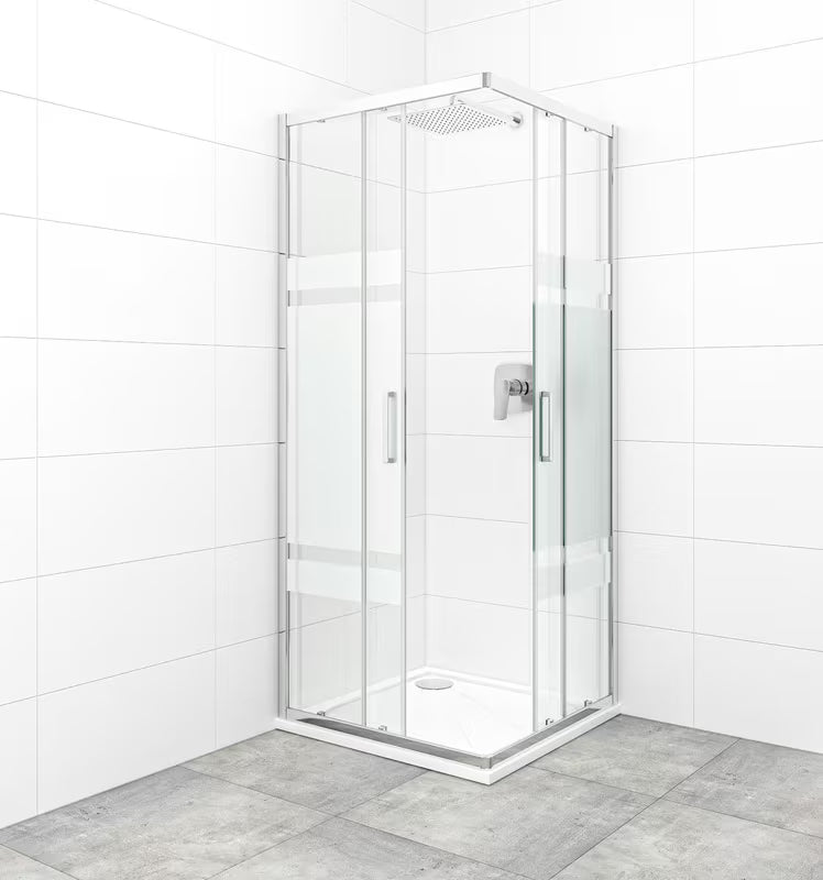 Kvadratna tuš kabina SAT Tex 80x80 cm s prozirnim staklom Stripe i profilima u sjajnom kromu