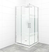 Kvadratna tuš kabina SAT Tex 90x90 cm u sjajnom kromu s prozirnim staklom i dekorom Stripe
