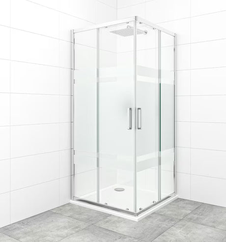 Kvadratna tuš kabina SAT Tex 90x90 cm u sjajnom kromu s prozirnim staklom i dekorom Stripe