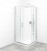 Kvadratna tuš kabina SAT Tex 90x90 cm u sjajnom kromu s prozirnim staklom i dekorom Stripe