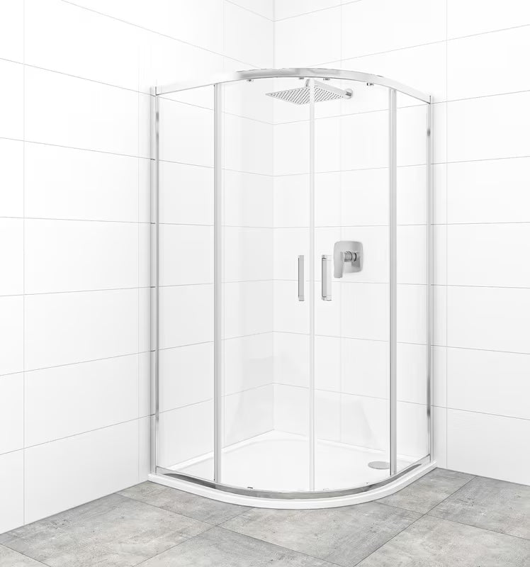 Polukružna tuš kabina SAT Tex 100x100 cm u sjajnom kromu s prozirnim staklom i kliznim otvaranjem