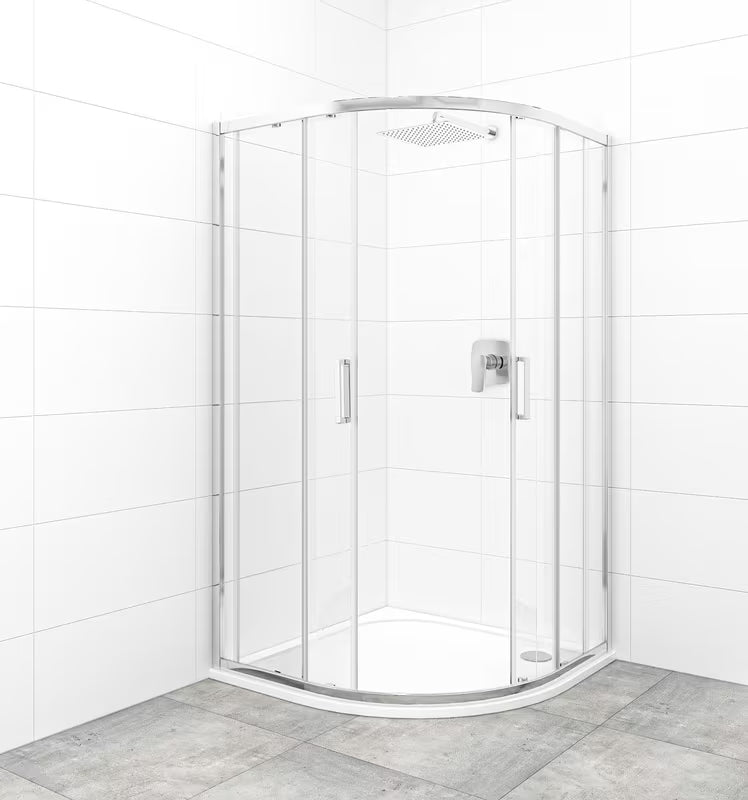 Polukružna tuš kabina SAT Tex 100x100 cm u sjajnom kromu s prozirnim staklom i kliznim otvaranjem