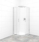 Polukružna tuš kabina SAT Tex 80x80 cm u sjajnom kromu s prozirnim staklom i kliznim otvaranjem.