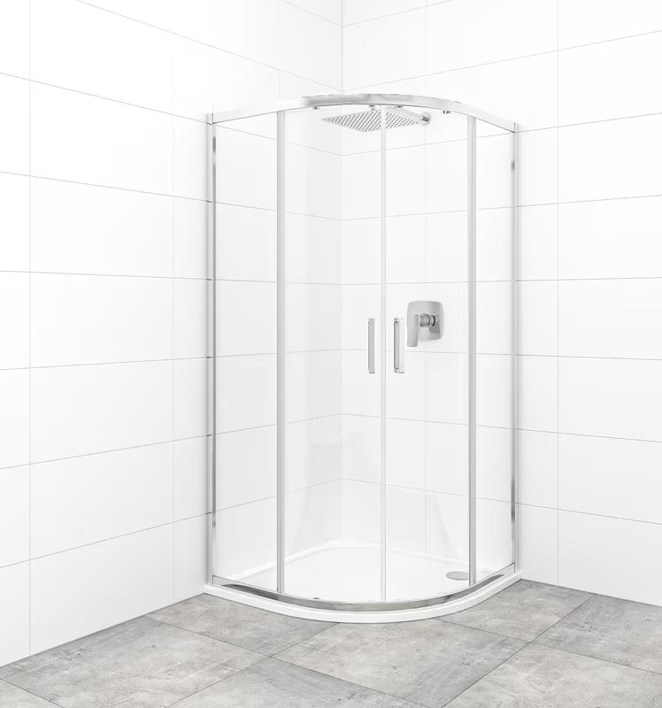 Polukružna tuš kabina SAT Tex 90x90 cm s prozirnim staklom i sjajnim kromiranim profilima