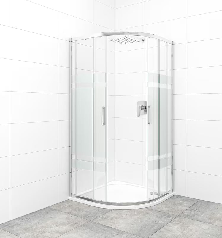 Polukružna tuš kabina SAT Tex 90x90 cm s prozirnim staklom i sjajnim kromiranim profilima
