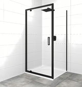Pravokutna tuš kabina SAT Tex 90x80 cm s prozirnim staklom i crnim mat profilima