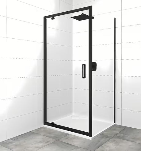 Pravokutna tuš kabina SAT Tex 90x80 cm s prozirnim staklom i crnim mat profilima