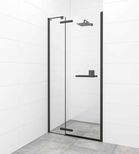 Tuš vrata s okretanjem SAT Tgd New 120 cm, crna mat, prozirno staklo i Easyclean premaz