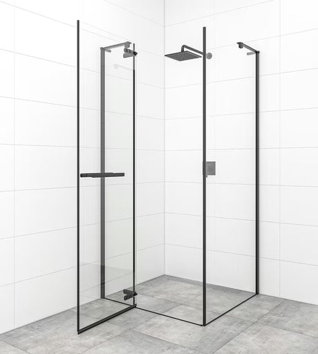 Tuš vrata s okretanjem SAT Tgd New 120 cm, crna mat, prozirno staklo i Easyclean premaz