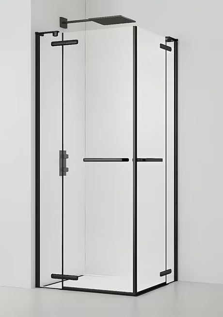 Kvadratna tuš kabina SAT TGD New 90x90 cm u mat crnoj boji s prozirnim staklom