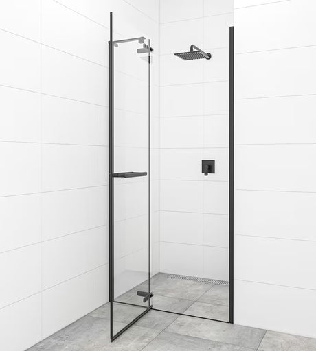 Tuš vrata s okretanjem tuš vrata SAT Tgd New 90 cm, crna mat, prozirno staklo i Easyclean premaz.