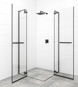 Tuš vrata s okretanjem tuš vrata SAT Tgd New 90 cm, crna mat, prozirno staklo i Easyclean premaz.