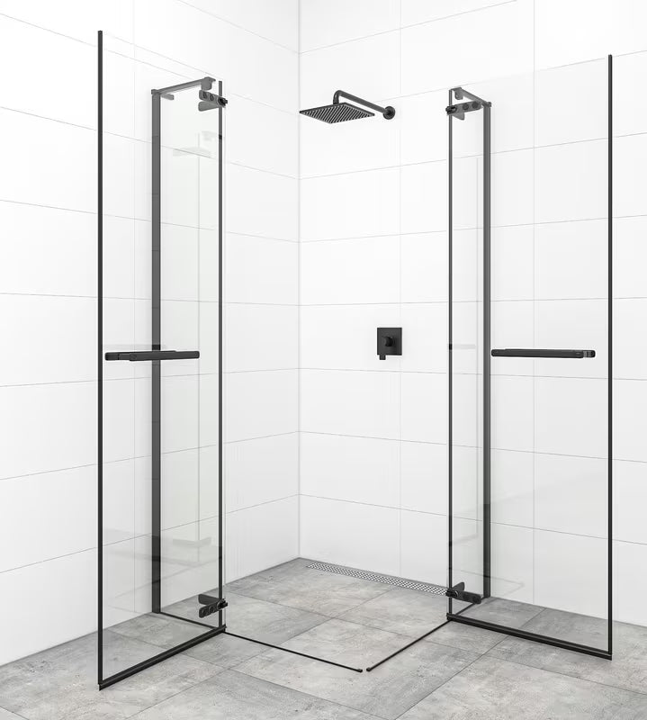 Tuš vrata s okretanjem tuš vrata SAT Tgd New 90 cm, crna mat, prozirno staklo i Easyclean premaz.