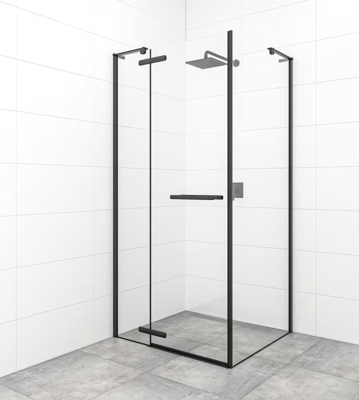 Tuš vrata s okretanjem tuš vrata SAT Tgd New 90 cm, crna mat, prozirno staklo i Easyclean premaz.