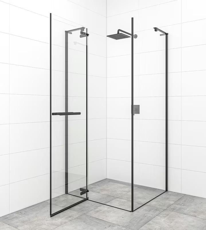 Tuš vrata s okretanjem tuš vrata SAT Tgd New 90 cm, crna mat, prozirno staklo i Easyclean premaz.