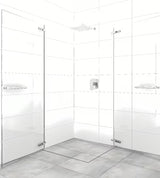 Kvadratna tuš kabina SAT Tgd New 100x100 cm u sjajnom kromu s prozirnim staklom i bezokvirnom konstrukcijom.