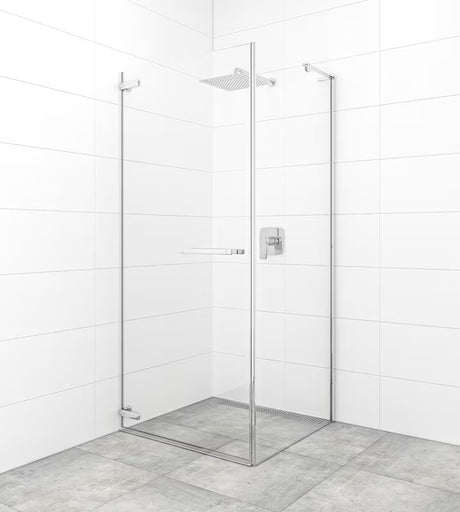 Zaokretna tuš vrata SAT Tgd New 100 cm u krom izvedbi s prozirnim sigurnosnim staklom i Easyclean obradom.