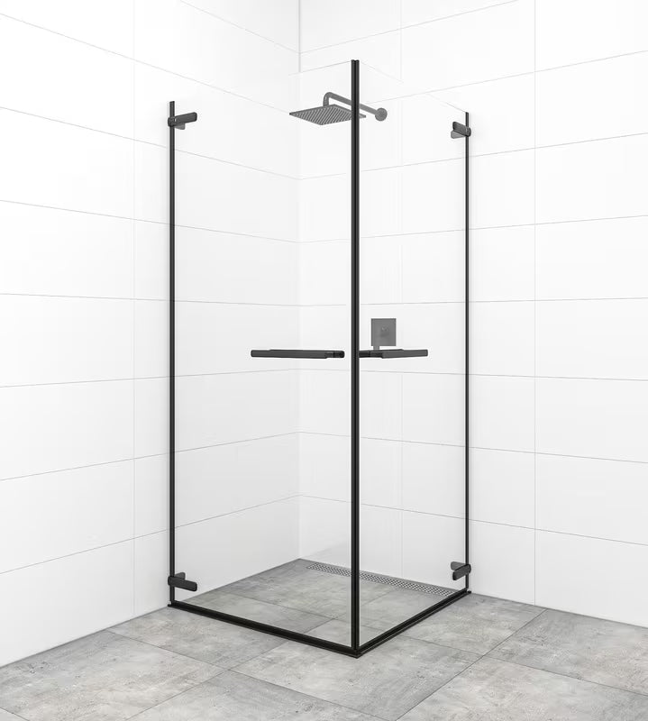 Zaokretna tuš vrata SAT TGD New 100 cm u crnoj mat izvedbi s prozirnim staklom i Easyclean obradom.