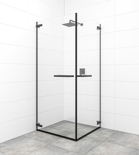 Zaokretna tuš vrata SAT TGD New 100 cm u crnoj mat izvedbi s prozirnim staklom i Easyclean obradom.