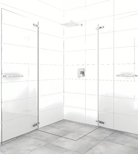 Kvadratna tuš kabina SAT TGD New 80x80 cm u sjajnom kromu s prozirnim staklom i bezokvirnom konstrukcijom.