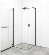 Zaokretna tuš vrata SAT TGD New 90 cm s crnim mat profilima i prozirnim staklom