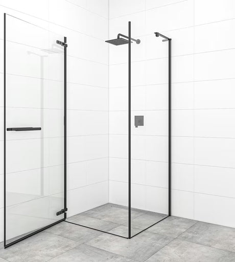 Zaokretna tuš vrata SAT TGD New 90 cm s crnim mat profilima i prozirnim staklom