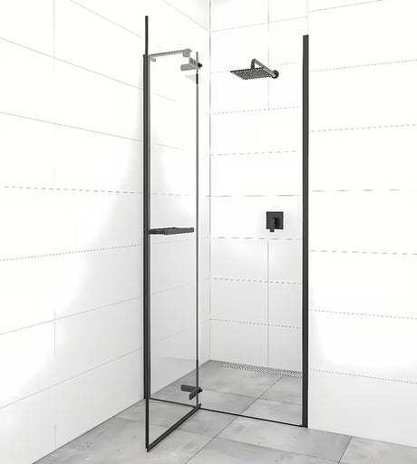 Tuš vrata SAT Tgd New za nišu 90 cm u mat crnoj boji s prozirnim staklom