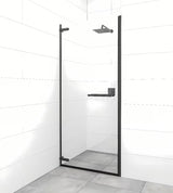 Bezokvirni tuš vrata SAT TGD New 80 cm u mat crnoj boji s prozirnim staklom i Easyclean obradom.