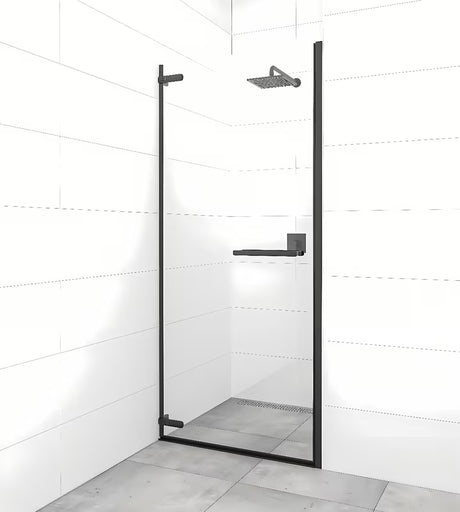 Bezokvirni tuš vrata SAT TGD New 80 cm u mat crnoj boji s prozirnim staklom i Easyclean obradom.