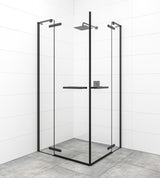 Tuš vrata s okretanjem tuš vrata SAT Tgd New 100 cm, crna mat, prozirno staklo i Easyclean premaz.
