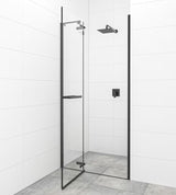 Okretna tuš vrata SAT Tgd New 90 cm u mat crnoj boji s prozirnim staklom i Easyclean obradom.