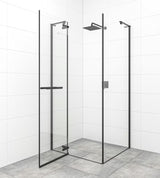 Okretna tuš vrata SAT Tgd New 90 cm u mat crnoj boji s prozirnim staklom i Easyclean obradom.