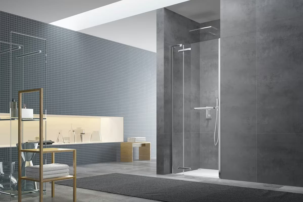 Tuš vrata s okretanjem SAT TGD New 120 cm, krom, prozirno staklo i Easyclean premaz