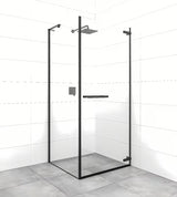 Kvadratni bezokvirni tuš kabina SAT TGD New 100x100 cm u mat crnoj boji s prozirnim staklom
