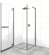 Kvadratni bezokvirni tuš kabina SAT TGD New 80x80 cm u crnoj mat boji s prozirnim staklom