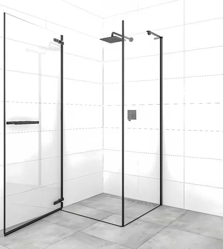 Kvadratni bezokvirni tuš kabina SAT TGD New 80x80 cm u crnoj mat boji s prozirnim staklom