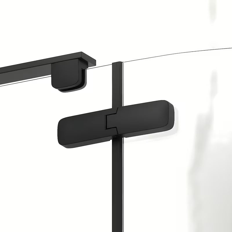 Polukružna tuš kabina SAT TGD New 90x90 cm u mat crnoj izvedbi s prozirnim staklom i zaokretnim vratima.