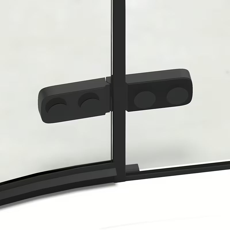 Polukružna tuš kabina SAT TGD New 90x90 cm u mat crnoj izvedbi s prozirnim staklom i zaokretnim vratima.