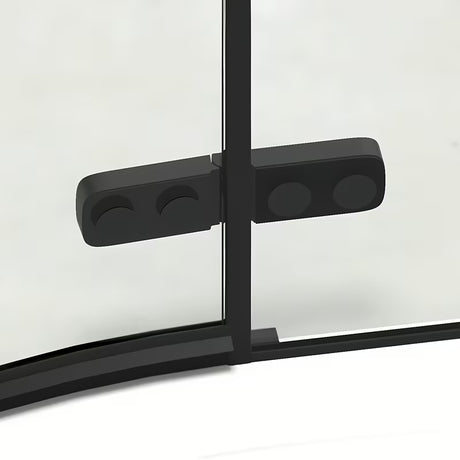 Polukružna tuš kabina SAT TGD New 90x90 cm u mat crnoj izvedbi s prozirnim staklom i zaokretnim vratima.