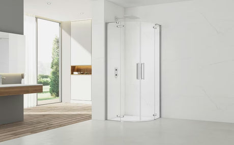 Polukružna tuš kabina SAT Tgd New 100x100 cm u krom izvedbi s prozirnim staklom i vratima na šarke