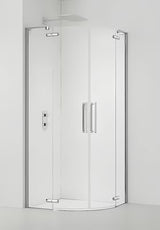 Polukružna tuš kabina SAT TGD New 90x90 cm u krom izvedbi s prozirnim staklom i vratima na šarke