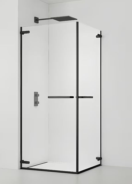 Pravokutna tuš kabina SAT Tgd New 100x80 cm u crnoj mat boji s prozirnim staklom i bezokvirnom izvedbom.