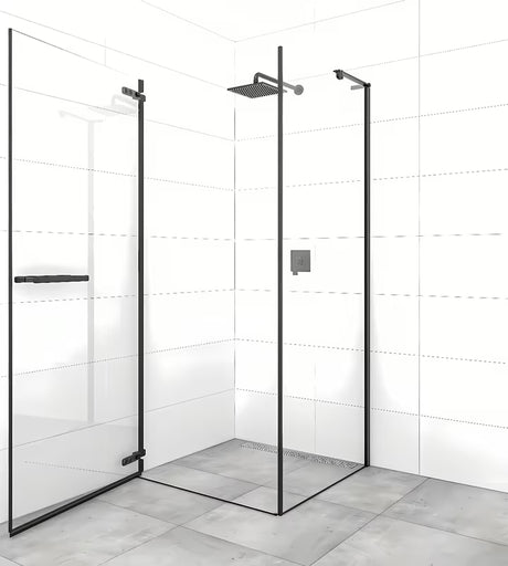 Pravokutna tuš kabina SAT Tgd New 100x80 cm s mat crnim elementima i prozirnim staklom.